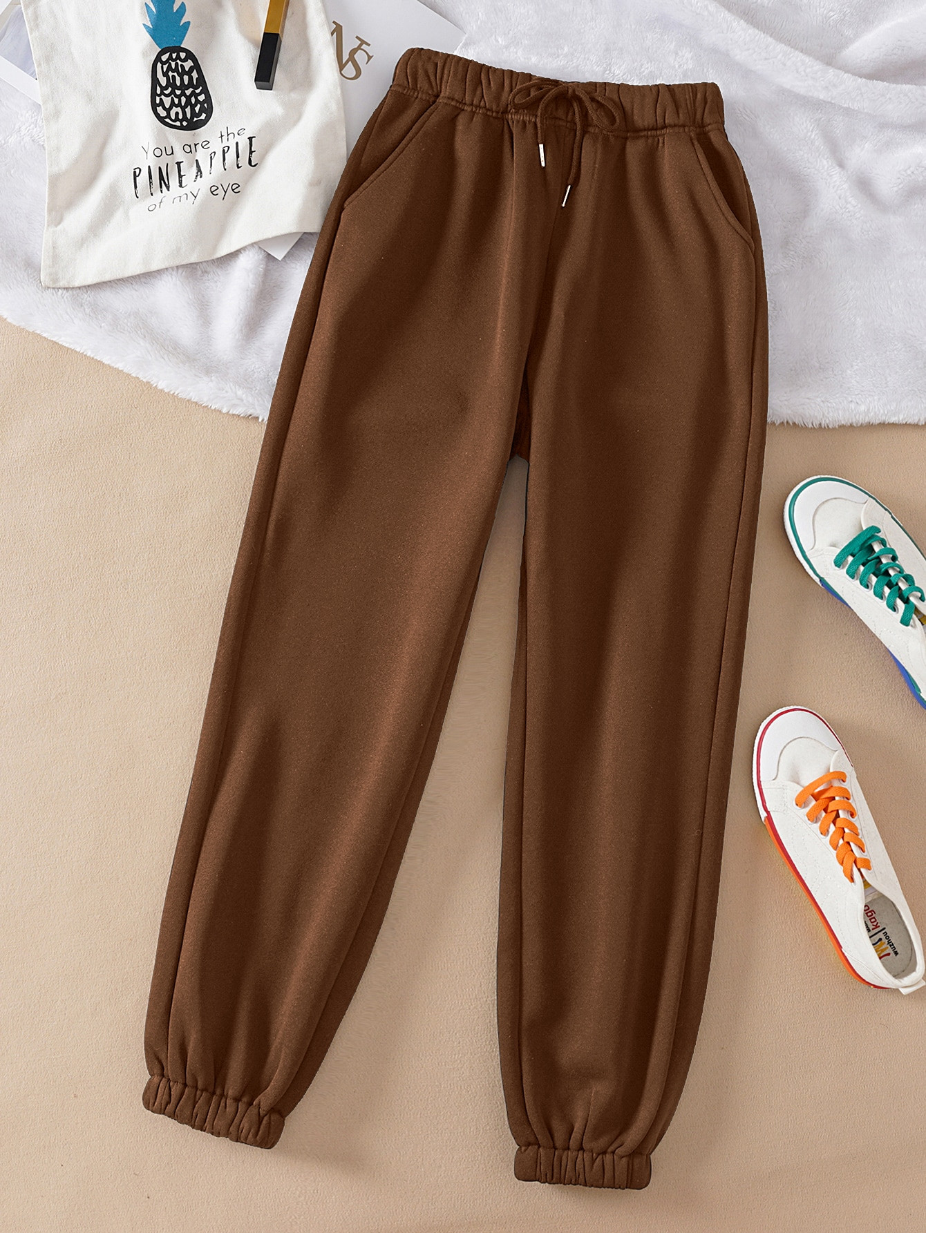 Drawstring Waist Thermal Lined Sweatpants | SHEIN