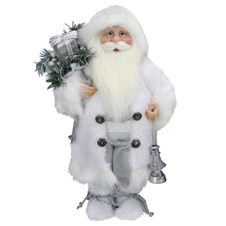 Northlight 16" White Frost Standing Santa Claus Christmas Figurine with Lantern | Target