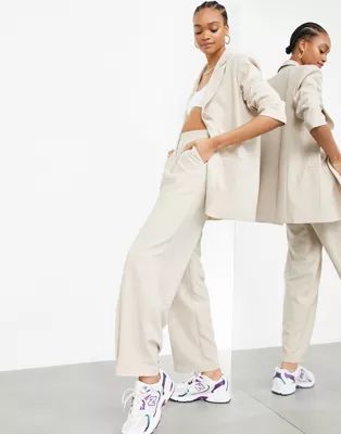 ASOS EDITION pleat from wide leg trouser in stone | ASOS (Global)