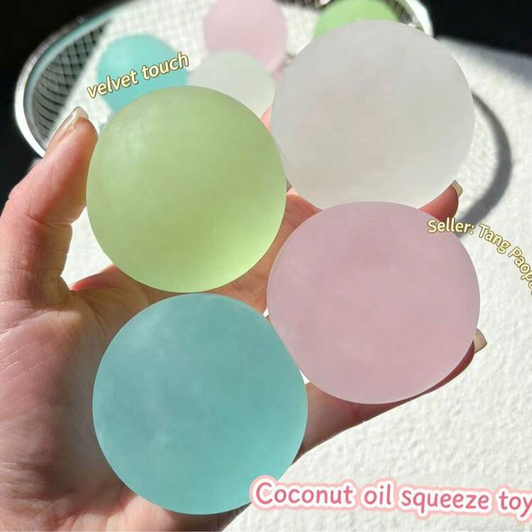 Coconut Oil Squeeze Toy, Transparent Blue Malt Sugar Stress Relief Toy Ball, Moldable Non-Rebounding Satisfying Squeeze Toy | SHEIN