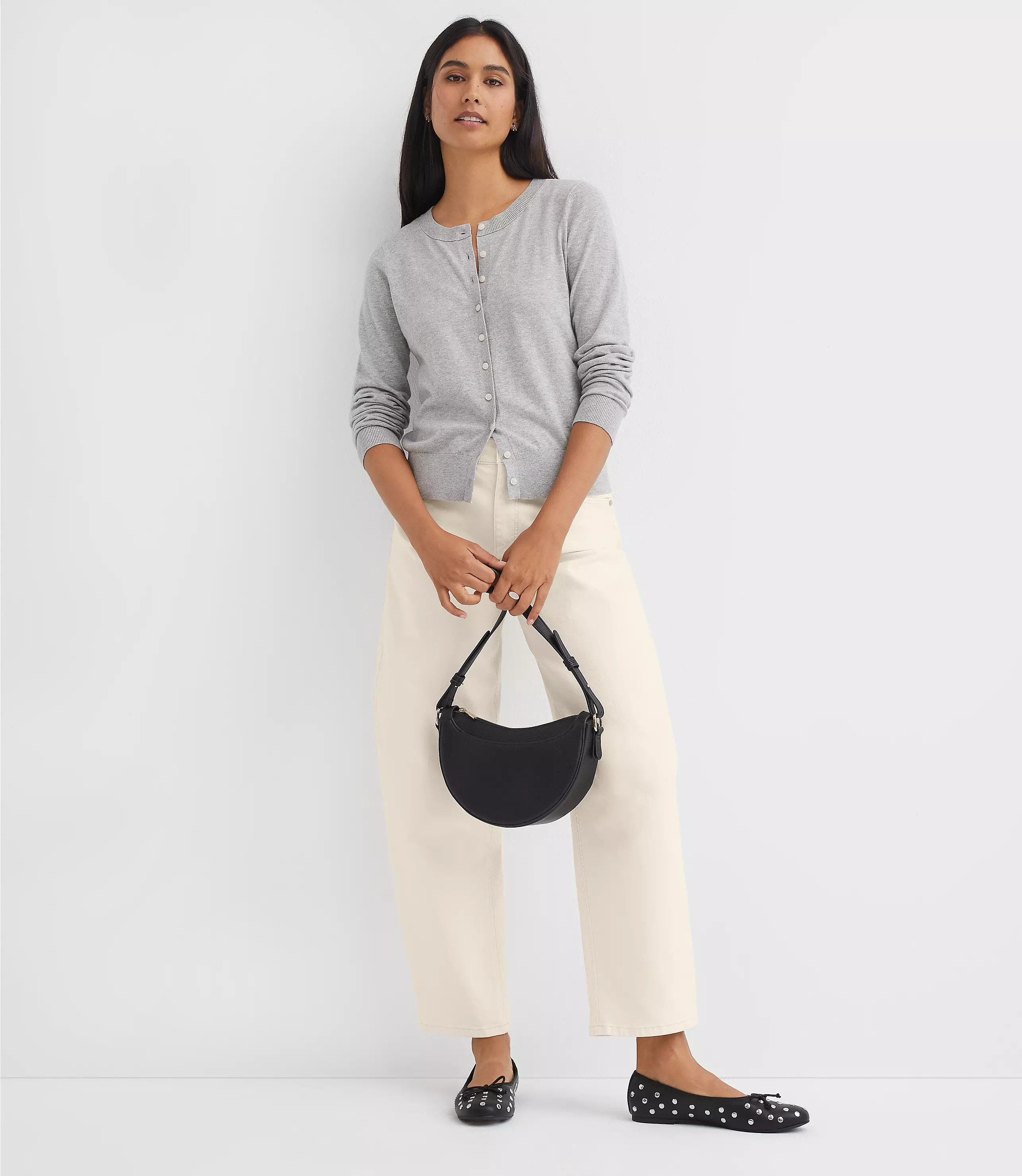 Modern Crew Neck Cardigan | LOFT