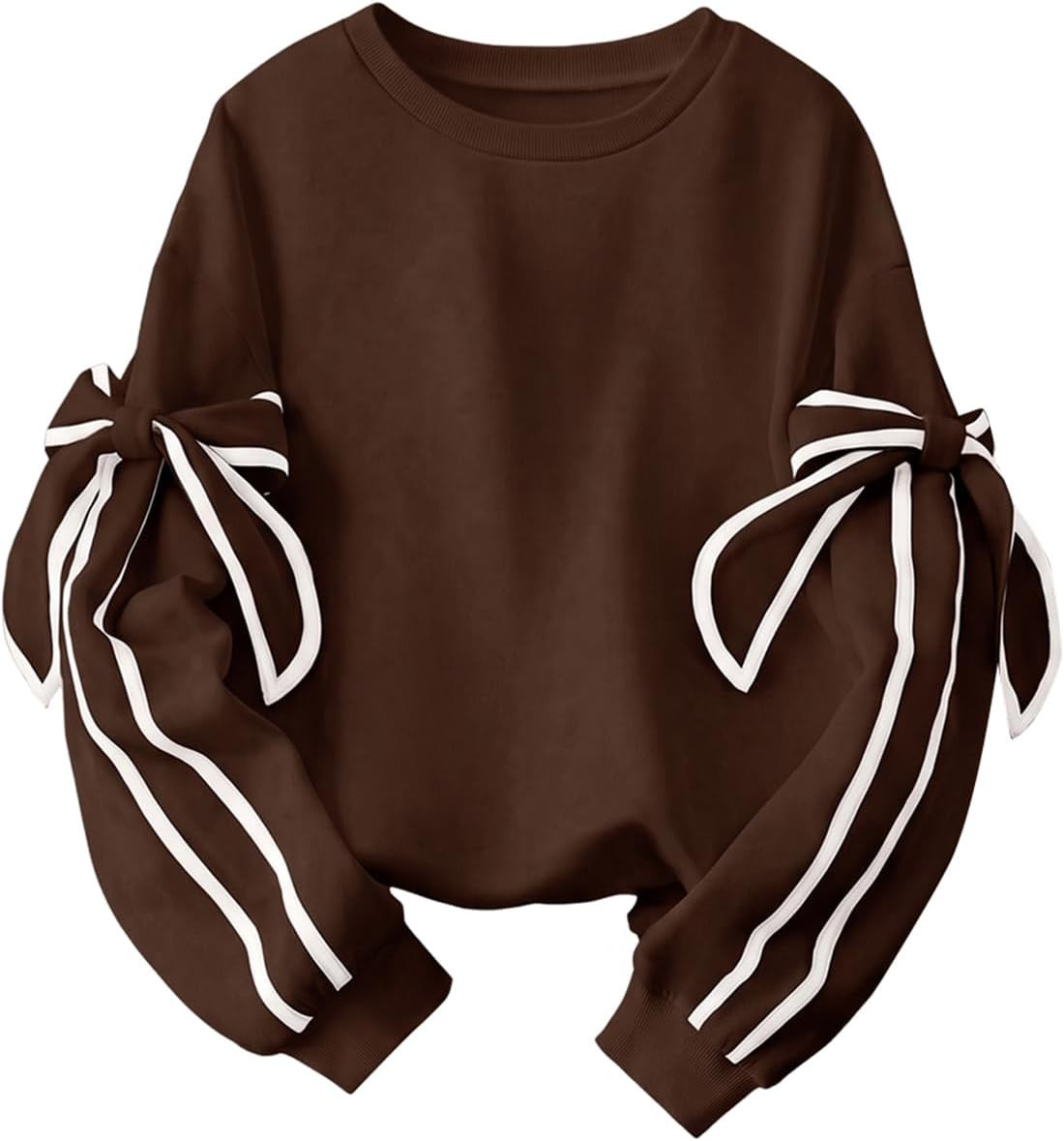 SHEWIN Womens Sweatshirt Crew Neck Bow Tie Long Sleeve Tops Oversized Sweatshirts Fall Outfits for Women 2026 | Amazon (US)
