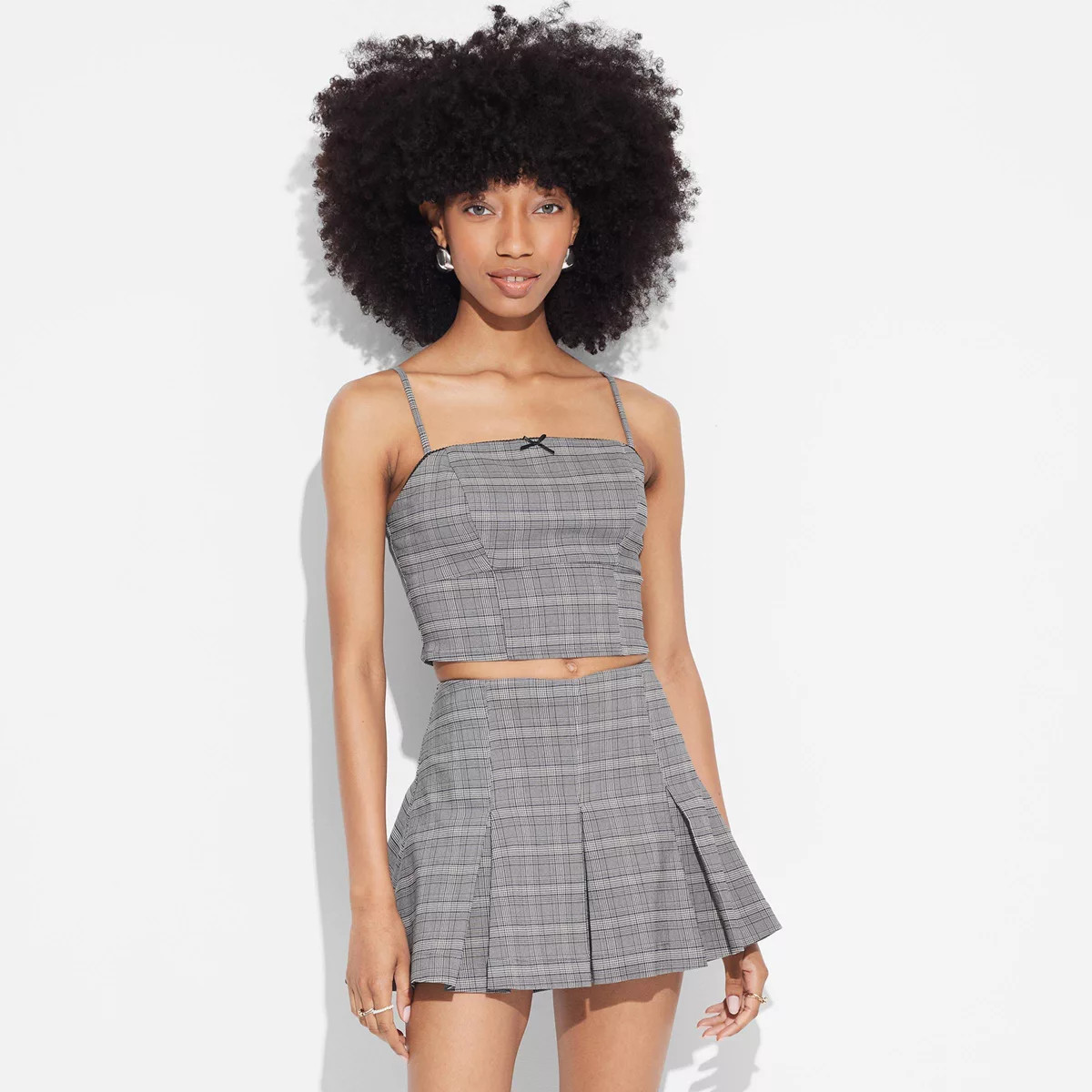 Women's Woven Tank Top - Wild Fable™ Gray Plaid XXS | Target