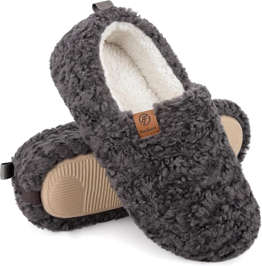 EverFoams Women’s Soft Curly Full Slippers Memory Foam Lightweight House Shoes Cozy Loafer with... | Amazon (US)
