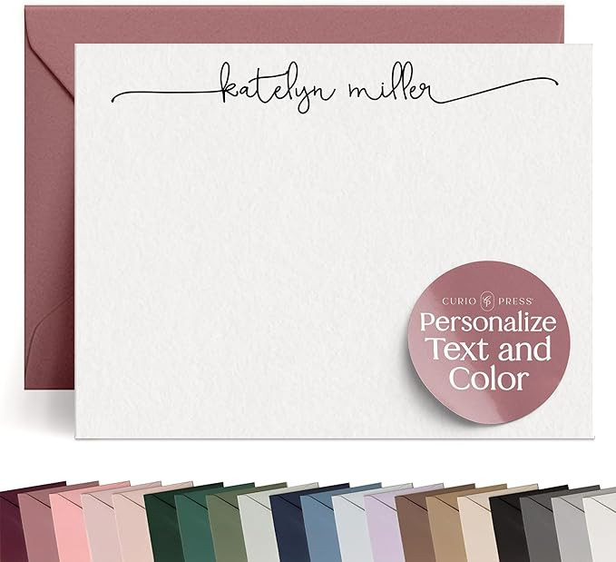 Personalized Stationery Notecards with Envelopes, A2 Custom Note Cards, Personalized Thank You Ca... | Amazon (US)