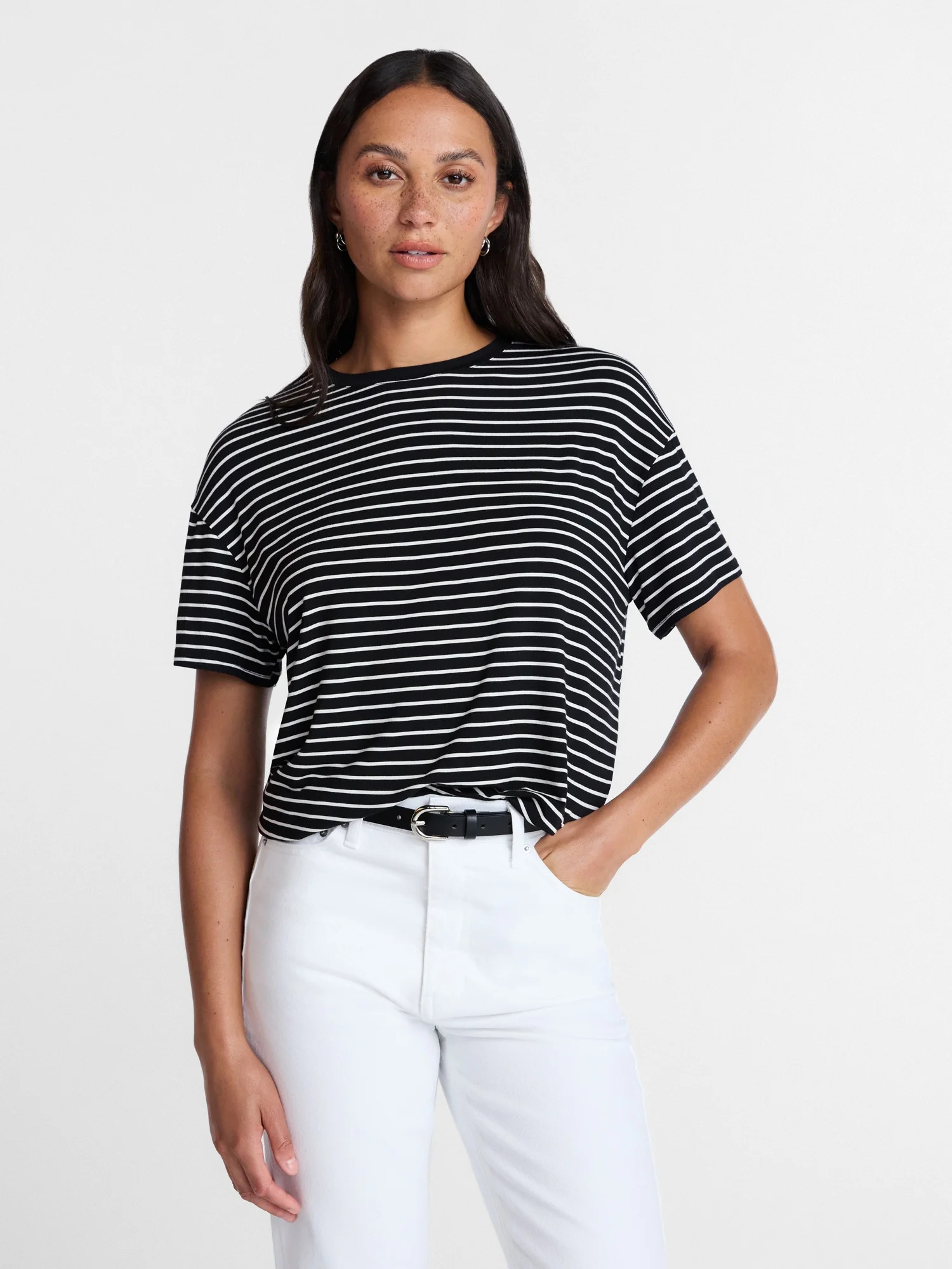 Time and Tru Women's Tunic Tee with Short Sleeves, Sizes XS-XXXL | Walmart (US)