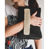 straw Black Summer Clutch, Purse, Vice Versa Clutch, Beach Purse, Beach Bag | Etsy (US)