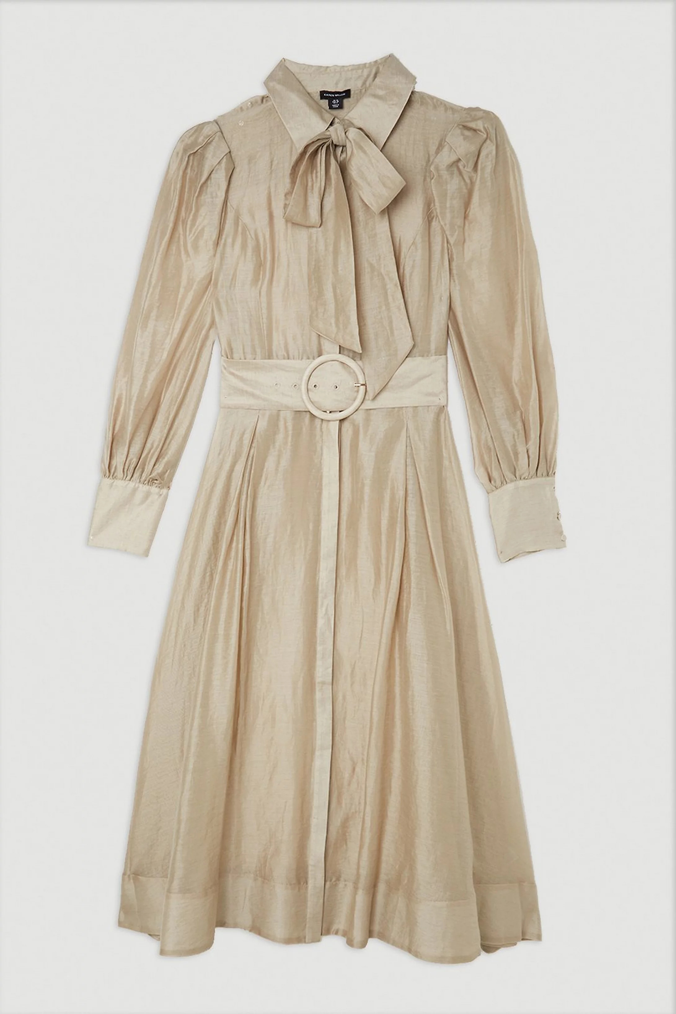 Organdie Woven Pussybow Midaxi Dress | Karen Millen US