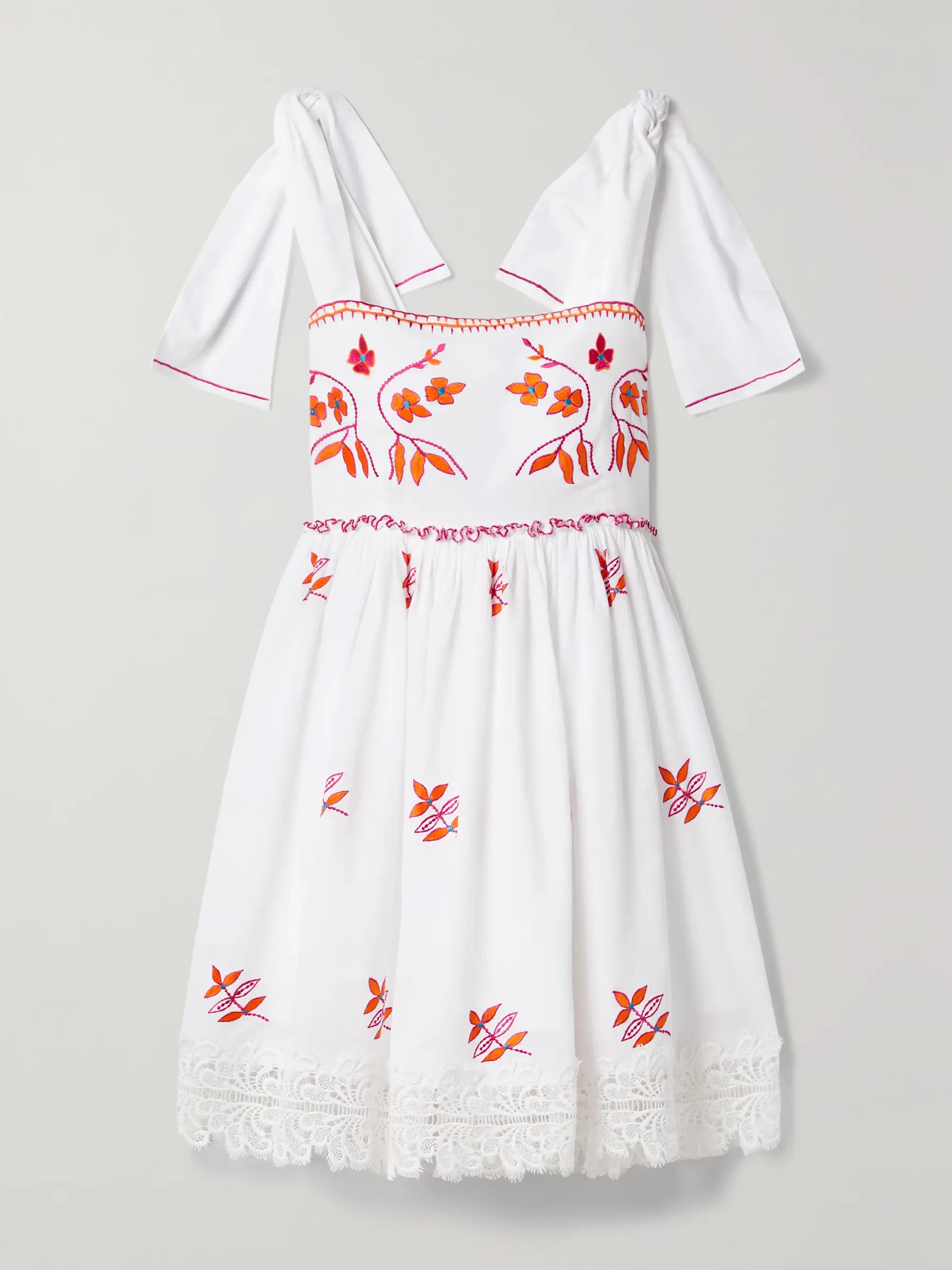 Ximena crochet-trimmed embroidered cotton-voile mini dress | NET-A-PORTER (US)