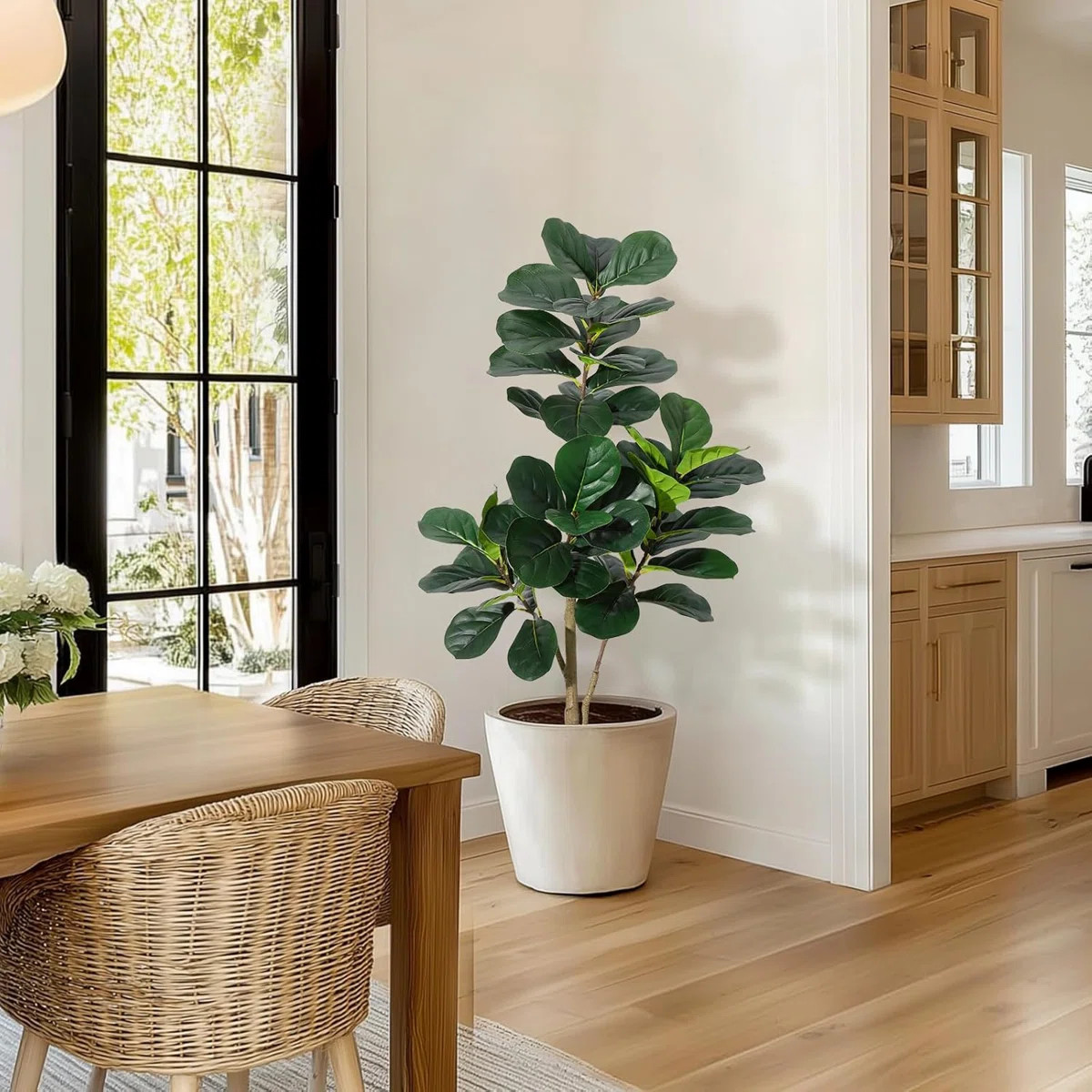 4FT Fiddle Leaf Fig Tree Artificial With 48 Leaves - Realistic Faux Ficus Lyrata Trees In 7.8" Gr... | Wayfair North America