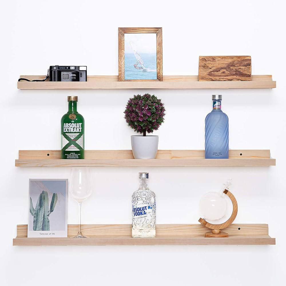 AZSKY 36 Inch Picture Ledge Shelf Solid Wood Large Floating Shelves Wall Mounted Rustic Natural S... | Amazon (US)