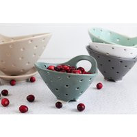 Pottery Berry Bowl With Handle - Small Ceramic Colander | Etsy (US)