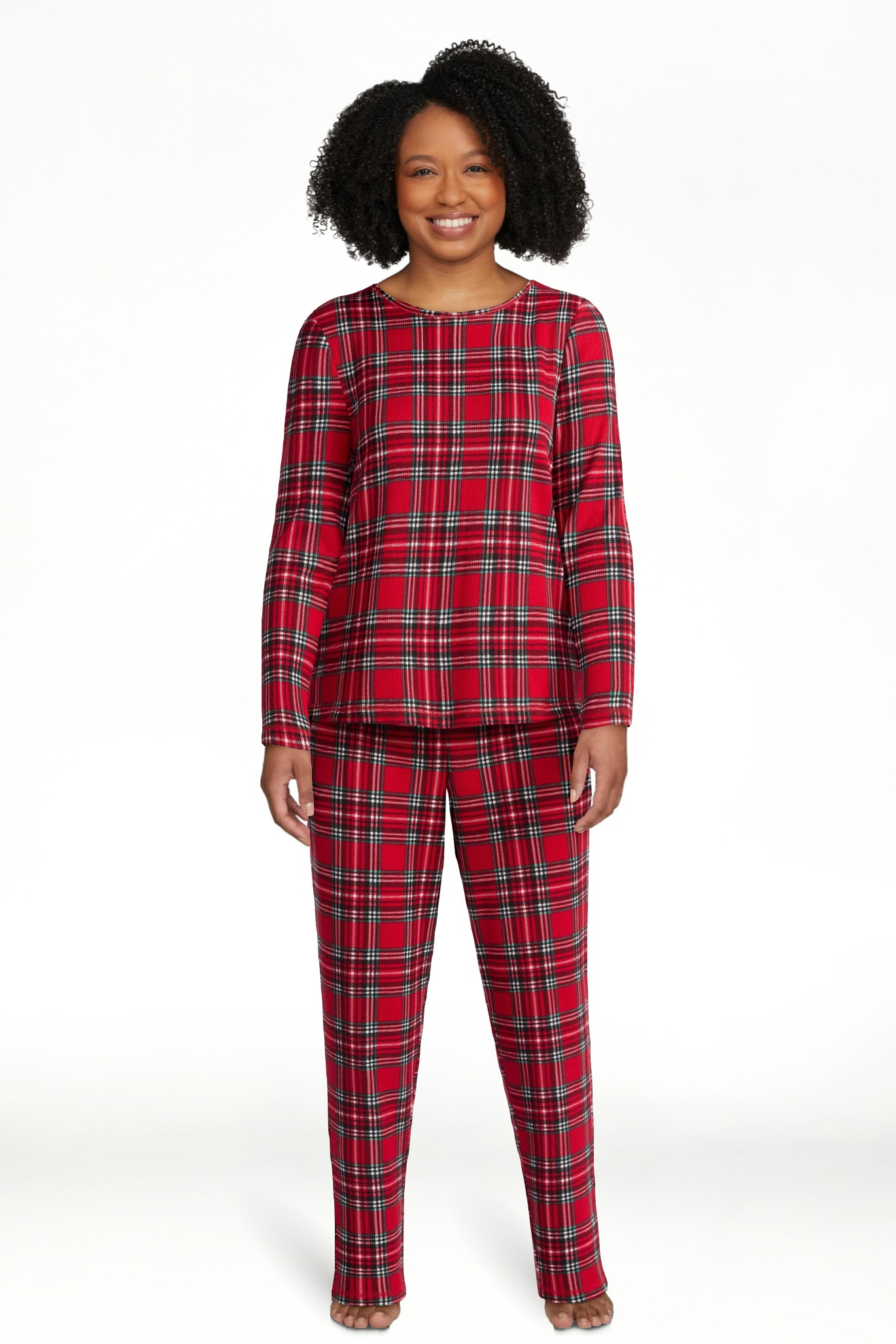 Joyspun Women's Waffle Knit Long Sleeve Top and Joggers Pajama Set, 2-Piece, Sizes S-3X | Walmart (US)