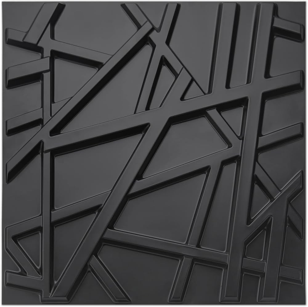 Art3d Paneles de pared 3D negros con texturas decorativas de PVC para decoración de pared interi... | Amazon (US)