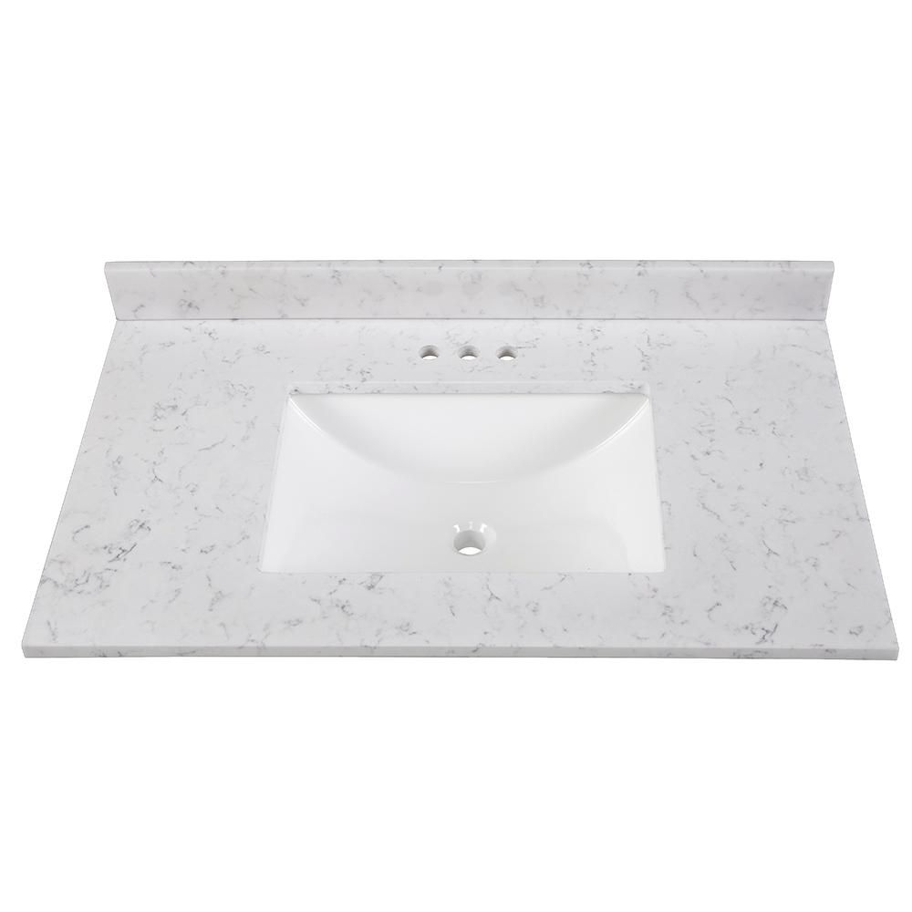 37 in. Stone Effects Vanity Top in Pulsar with White Sink | The Home Depot