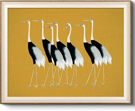 VIYYIEA Framed Canvas Wall Art, Cranes Wall Art for Living Room, Vintage Animal Oil Painting Pict... | Amazon (US)