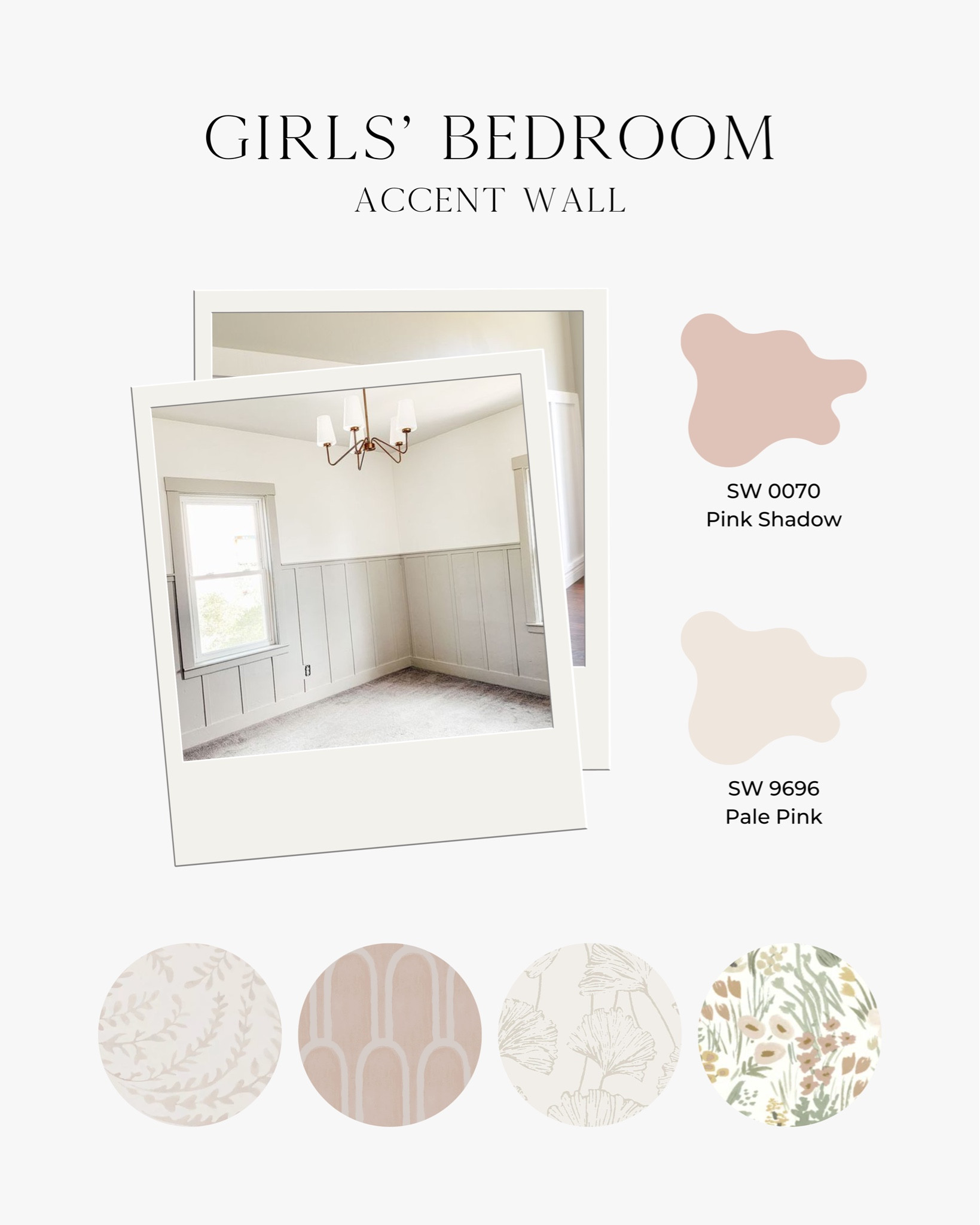 Girls’ Bedroom: Accent Wall

Includes: Sherwin-Williams pink paint colors, board and batten, wallpaper selections.

#LTKhome #LTKfamily #LTKFind