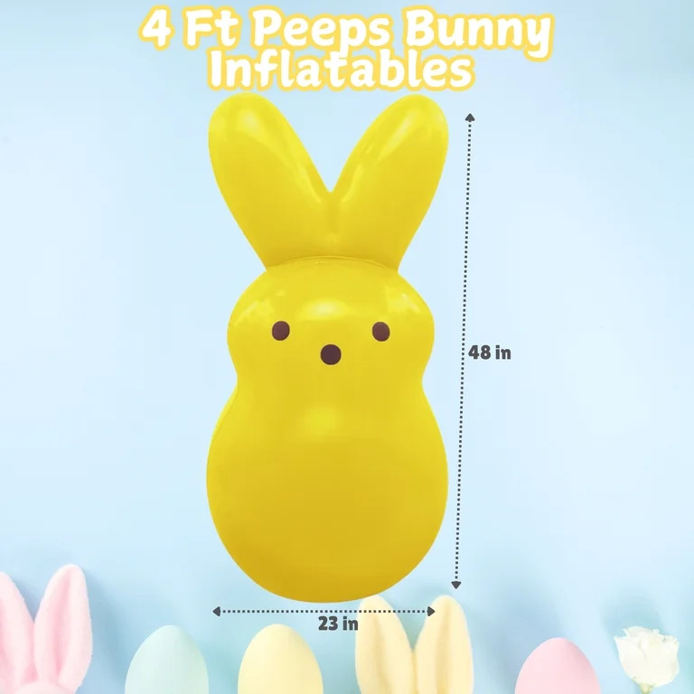 Easter Yellow Peeps Bunny Inflatables 4 Ft, Cute Rabbit Easter Bunnies Decoration for Indoor Outd... | Walmart (US)