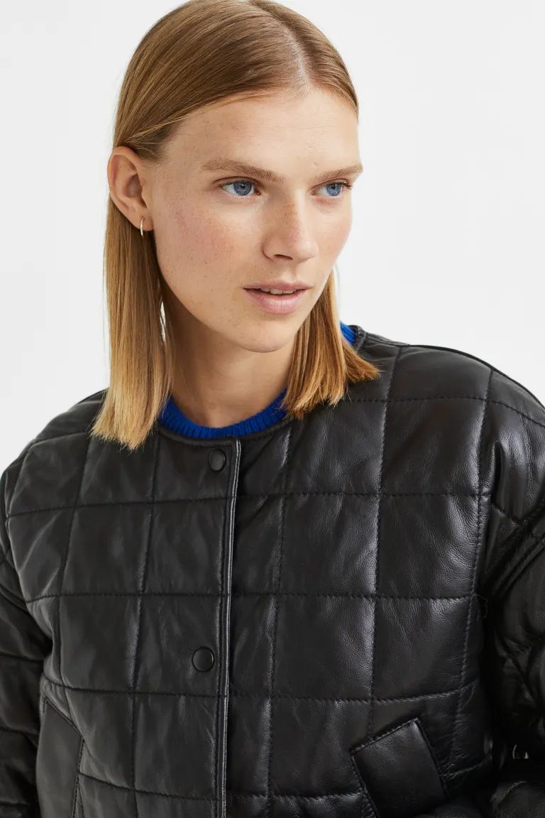 Quilted leather bomber jacket | H&M (UK, MY, IN, SG, PH, TW, HK)