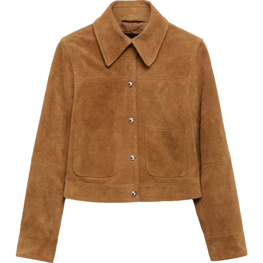 MANGO Patch Pocket Suede Jacket in Medium Brown at Nordstrom, Size Small | Nordstrom