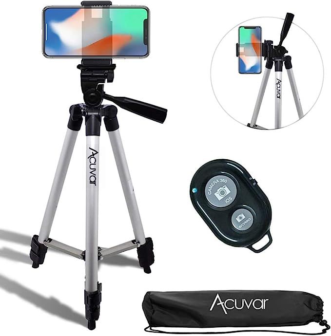 Acuvar 50" Inch Aluminum Camera Tripod with Universal Smartphone Mount + Wireless Remote Control ... | Amazon (US)