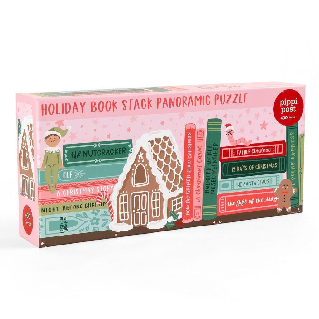 Holiday Bookshelf - 400 Piece Panoramic Jigsaw Puzzle | Amazon (US)