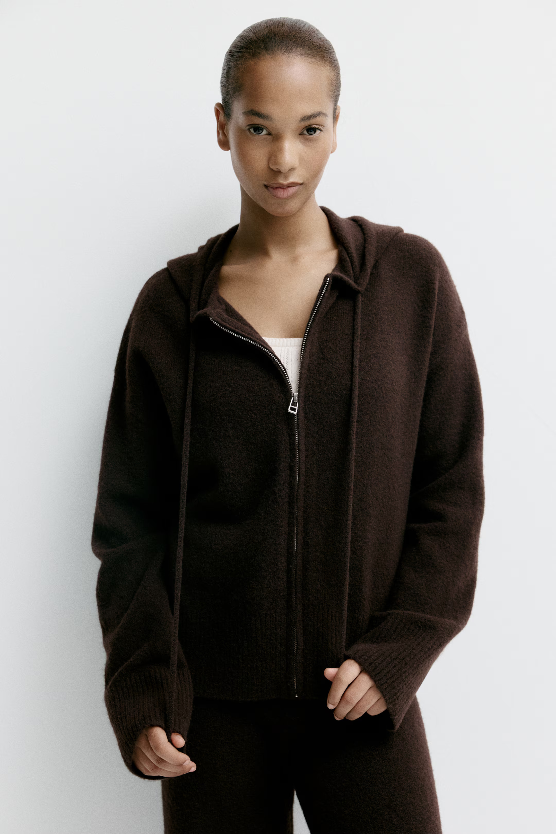 Knitted zip-through hoodie | H&M (UK, MY, IN, SG, PH, TW, HK)