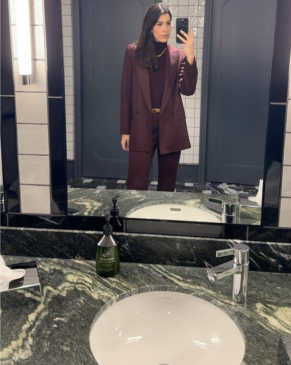 Burgundy suit