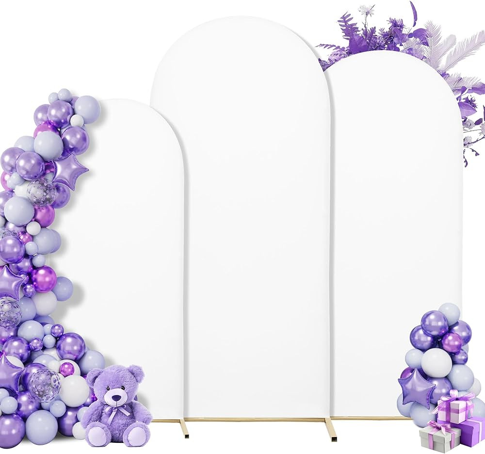 Wedding Arch Cover Spandex Arch Backdrop Cover (7.2FT,6.6FT,6FT) Set of 3 Arch Backdrop Cover Arc... | Amazon (US)
