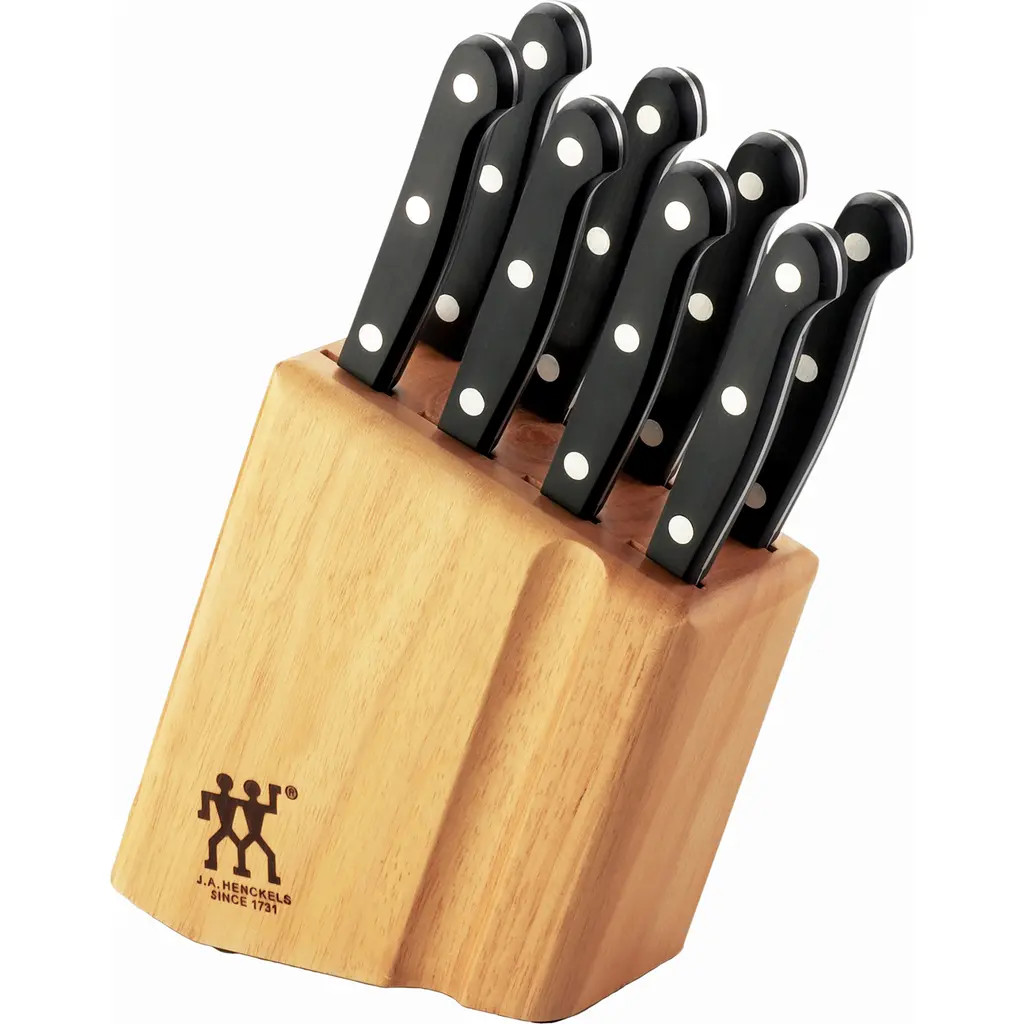 ZWILLING TWIN Gourmet 9-Piece Steak Knife Block Set in Black at Nordstrom | Nordstrom