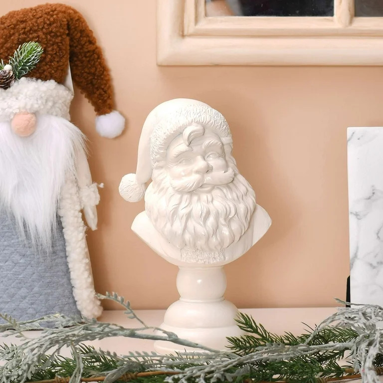 Santa Bust Christmas Tabletop Decoration, White, 10.8", by Holiday Time | Walmart (US)