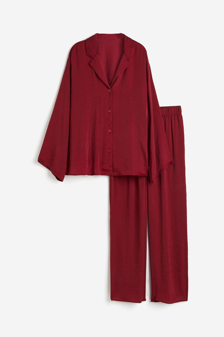 Pajama Shirt and Pants - Dark red - Ladies | H&M US | H&M (US + CA)