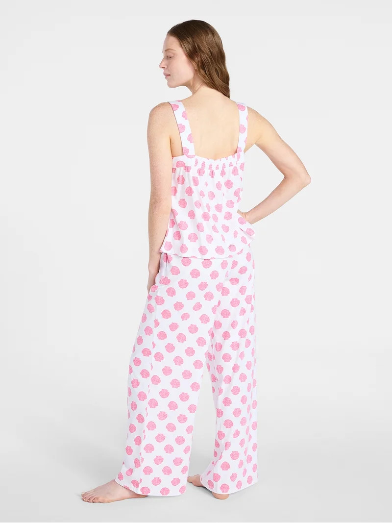 Joyspun Women's Wide Strap Cotton Tank Top and Pants Pajama Set, 2-Piece, Sizes XS-3X | Walmart (US)