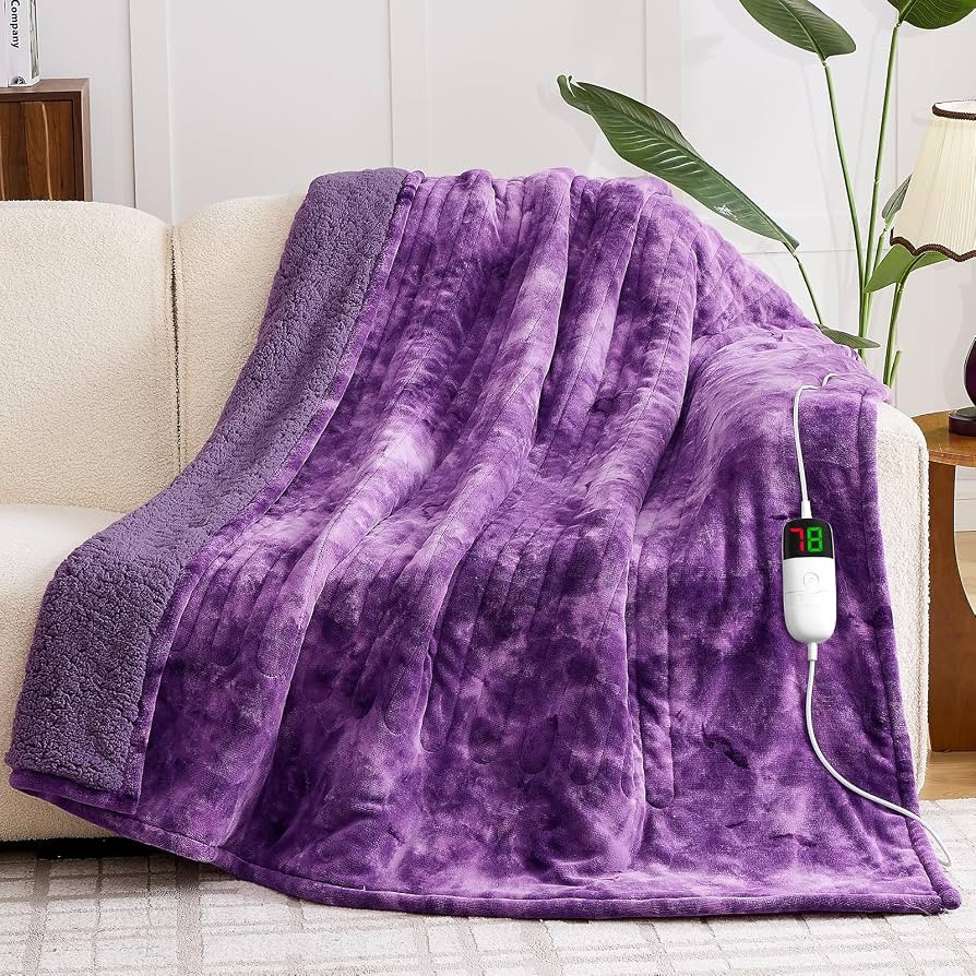 greenoak Heated Electric Blanket Throw, Faux Fur Sherpa Heating Blanket for Sofa Bed, Warm Winter... | Amazon (US)