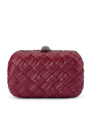 olga berg Haven Woven Clutch in Burgundy from Revolve.com | Revolve Clothing (Global)