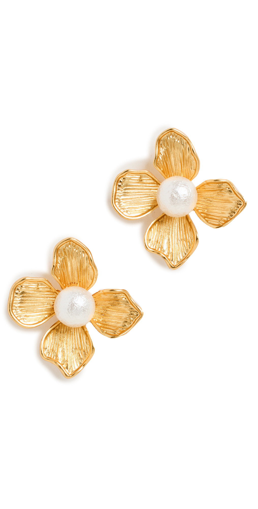 Kenneth Jay Lane Pearl Center Flower Post Earrings | Shopbop