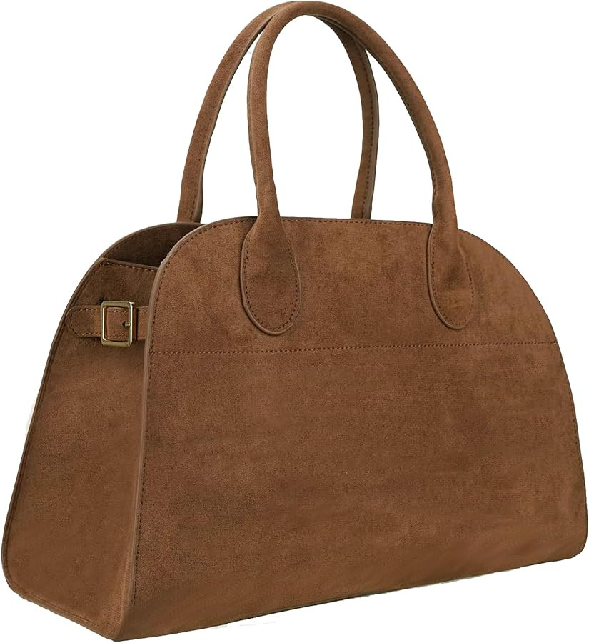 Large Suede Tote Bag For Women,Suede Retro Shoulder Bag,Crossbody Bag Faux Leather Handbag Trendy... | Amazon (US)