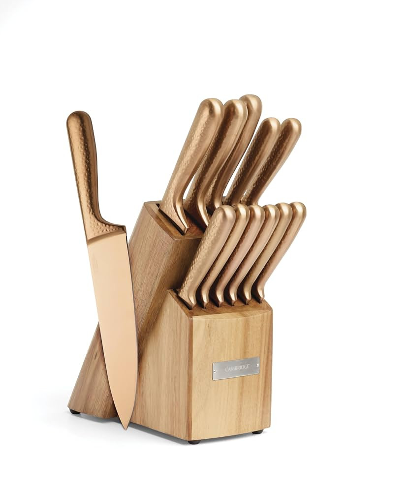 Cambridge 92688KBCC18HDS Rame Hammered Copper 12-Piece Cutlery Block Set | Amazon (CA)