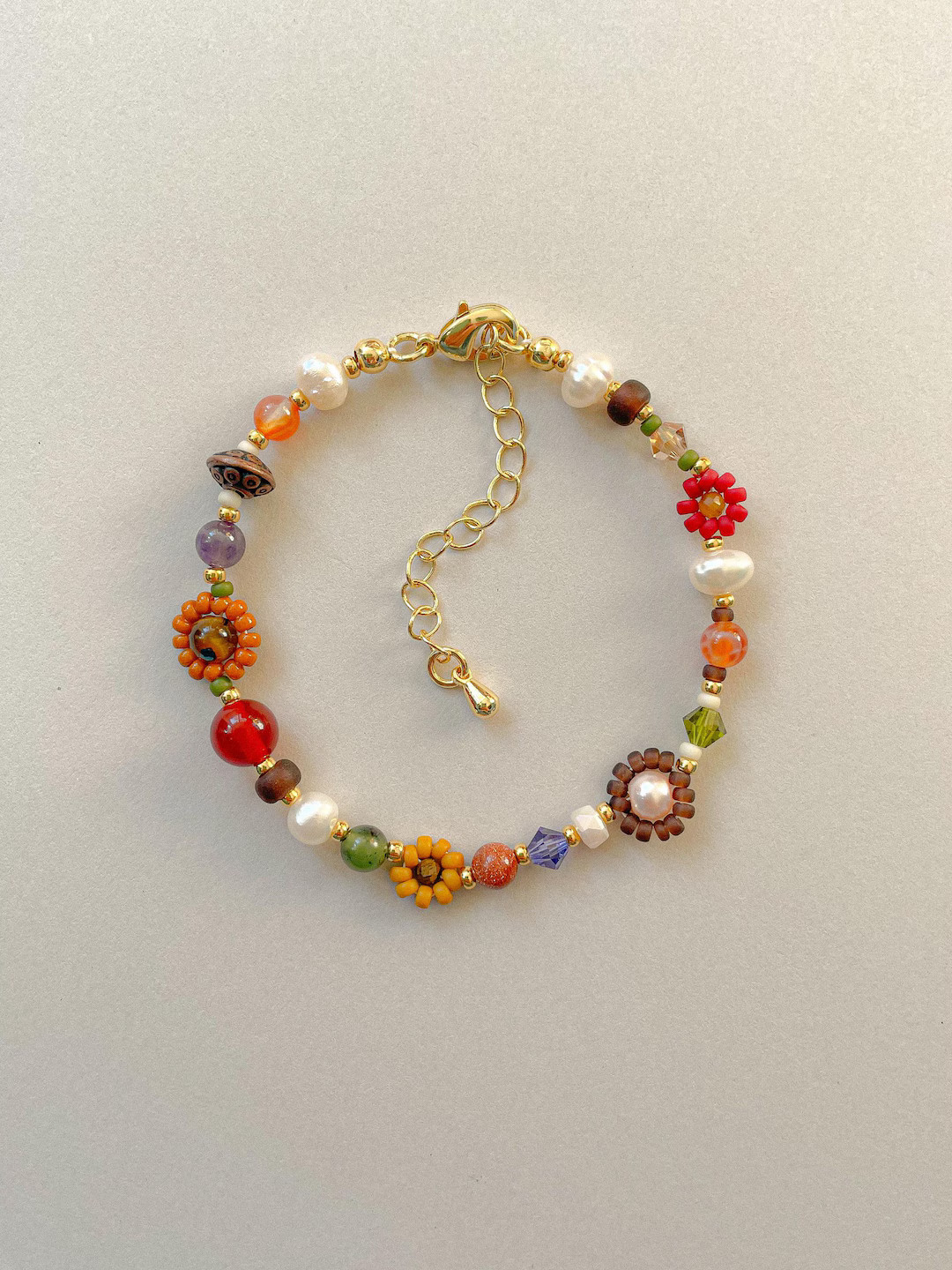 Clementine Bracelet | Fall Flower Bracelet | Handmade Whimsical Beaded Bracelet | Gold Filled Jew... | Etsy (US)