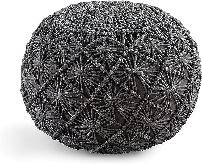 Pouf Ottoman Hand Knitted Cable Style Dori Pouf - Macramé Pouf - Floor Ottoman - 100% Cotton Bra... | Amazon (US)