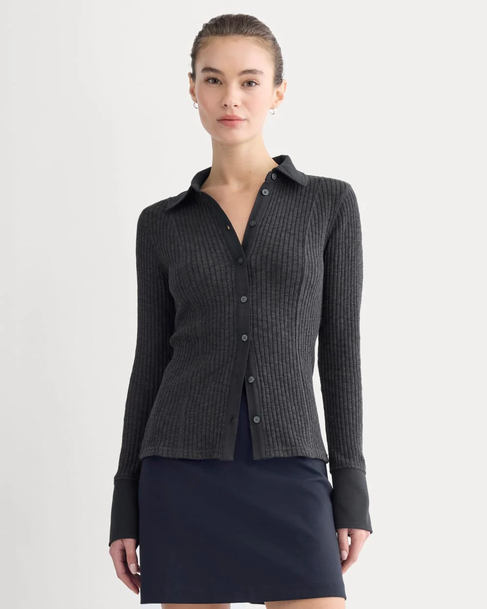 Cozy Rib Button-Up | Black | Everlane