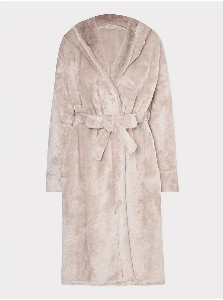 Taupe Plush Hooded Dressing Gown | George at ASDA