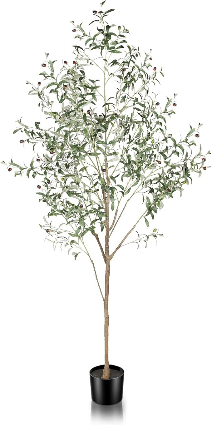7ft Faux Olive Tree - Tall Fake Olive Silk Trees with Planter Natural Olive Branches and Realisti... | Amazon (US)