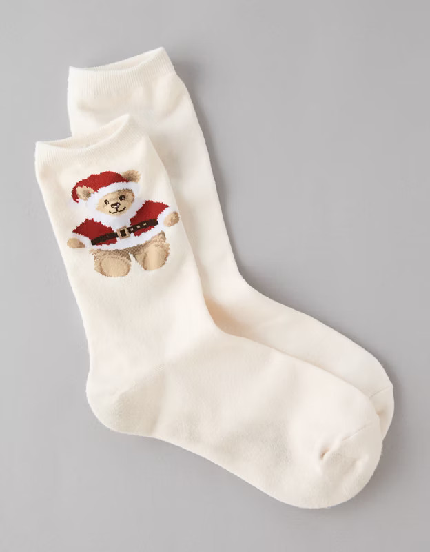 AE Holiday Bear Crew Socks | American Eagle Outfitters (US & CA)