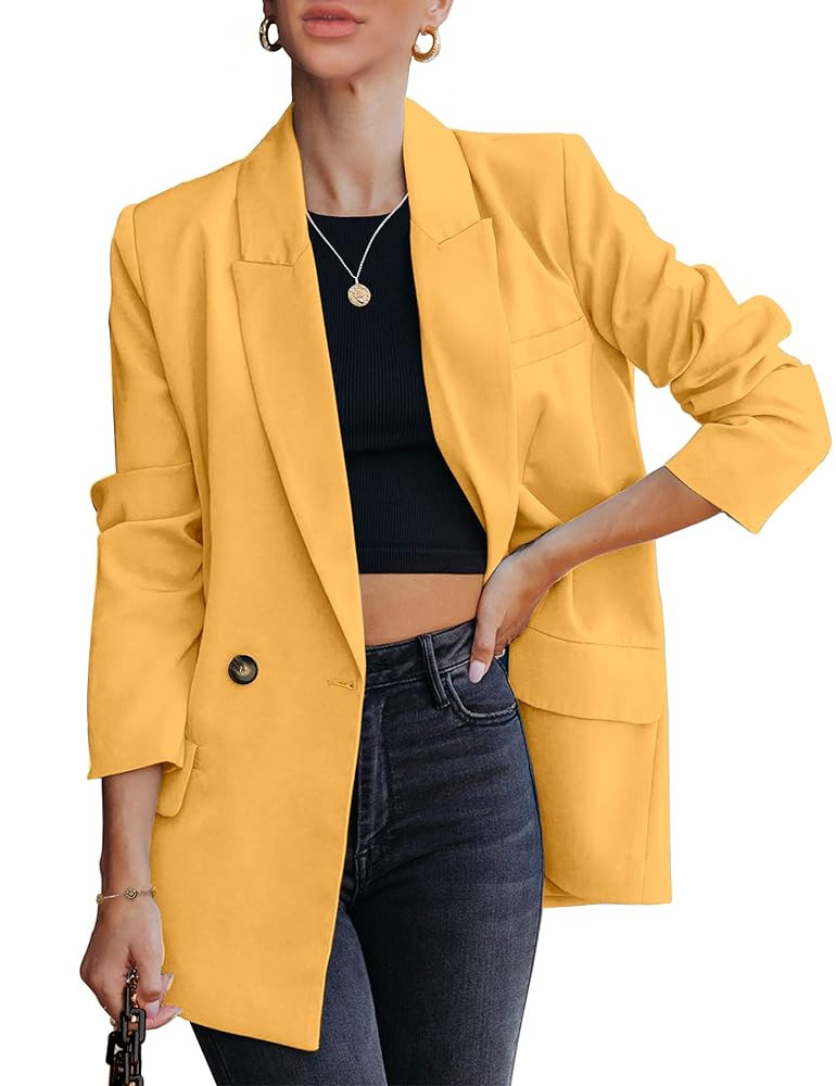luvamia Blazer Jackets for Women Work Casual Office Long Sleeve Fashion Dressy Business Outfits | Amazon (US)