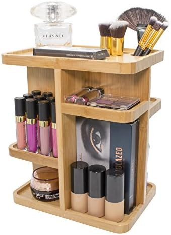 Sorbus 360° Bamboo Cosmetic Organizer, Multi-Function Storage Carousel for Makeup, Toiletries, and M | Amazon (US)