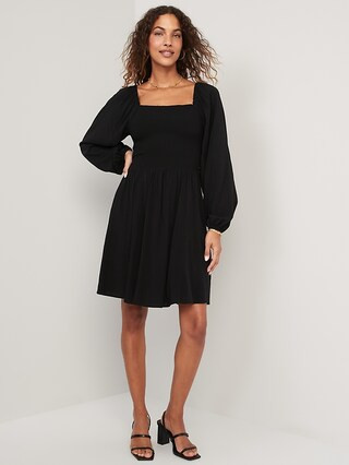 Fit & Flare Long-Sleeve Smocked Mini Dress for Women | Old Navy (US)