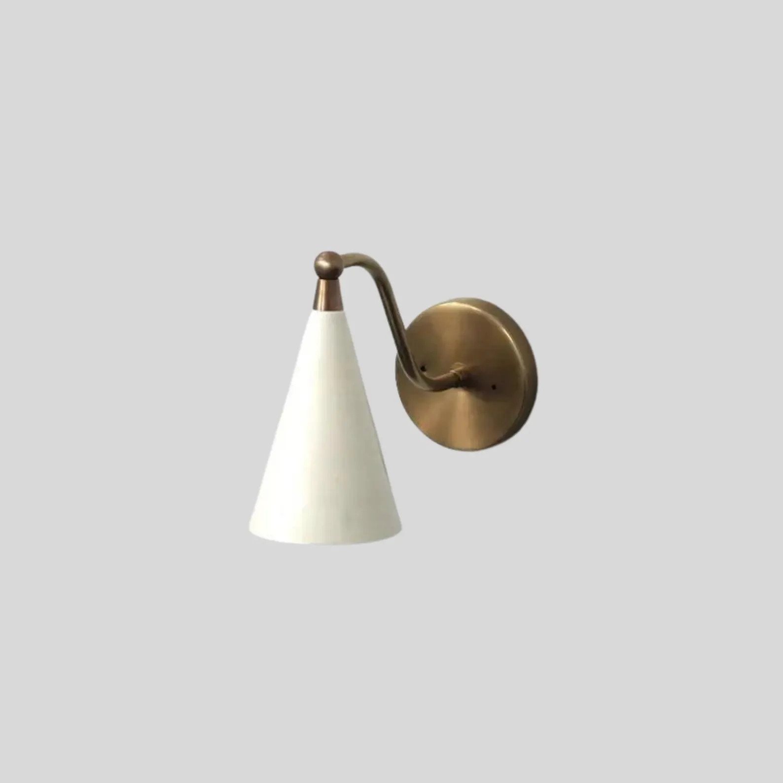 Mid Century Wall Light Sconce Italian Style - Raw Brass Finish With Matte White Cone Shade Fixtur... | Etsy (US)