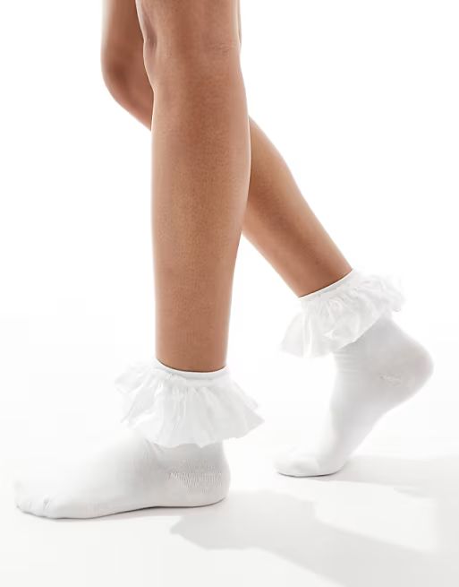 Glamorous frill detail socks in cream  | ASOS | ASOS (Global)