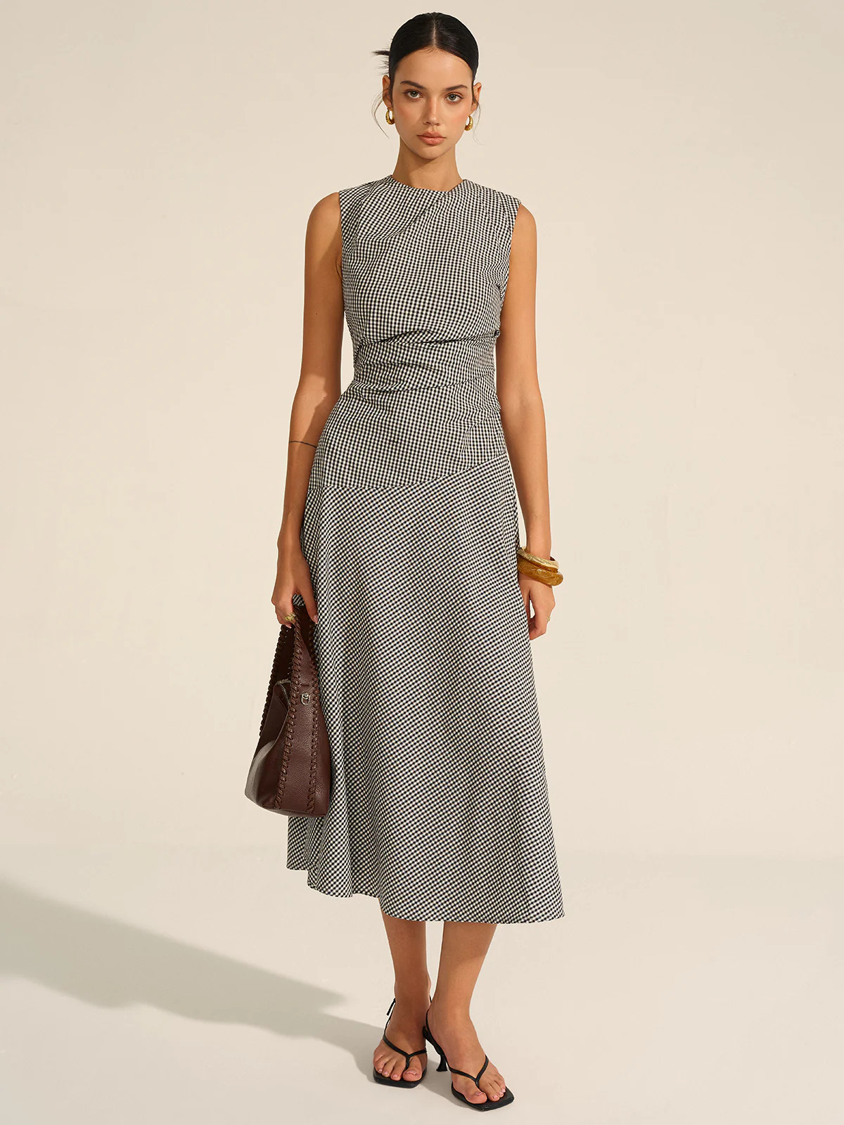 Gingham Midi Dress | Commense